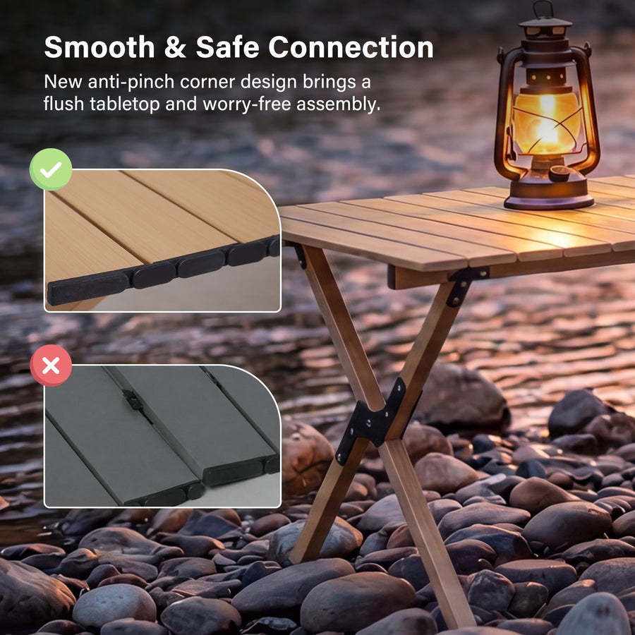 LAUSAINT HOME Khaki Foldable Camping Table, Roll-up Lightweight Steel Portable Outdoor Picnic Table