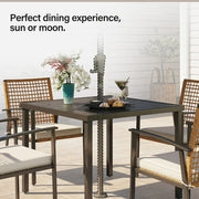 LAUSAINT HOME 5 Pieces Patio Dining Set, 4 PE Wicker Chairs with Seat Cushions and 1 Square 28.7'' H Table