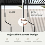 LAUSAINT HOME 10'x12' Outdoor Louvered Pergola, Heavy Duty Metal Pergola with Adjustable Roof & Integrated Drainage System for Patio Backyard Garden Poolside