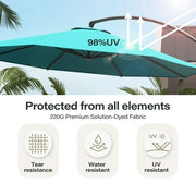 LAUSAINT HOME 11FT Deluxe Patio Umbrella with Base, Outdoor Large Hanging Cantilever Curvy Umbrella with 360°, Turquoise Blue