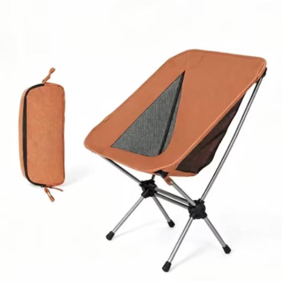 LAUSAINT HOME Ultralight Folding Camping Moon Chair, Heavy Duty 280 Lbs Portable Backpacking Chair, Padded Lightweight Outdoor Lawn Beach Chair with Carry Bag for Adult Camping Hiking Travel, Beige