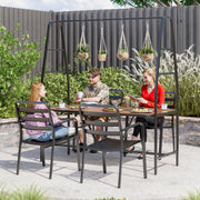 LAUSAINT HOME 5-Piece Patio Dining Set, Outdoor Metal Furniture with A-Frame Table and 4 Hooks for Garden, Backyard & Patio