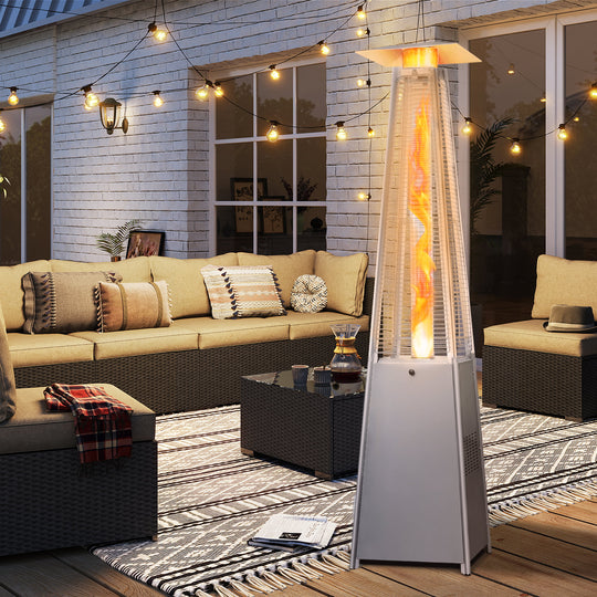 LAUSAINT HOME 45,000 BTU Pyramid Patio Heater with Cover & Wheels, Outdoor Propane Flame Heater