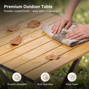 LAUSAINT HOME Khaki Foldable Camping Table, Roll-up Lightweight Steel Portable Outdoor Picnic Table