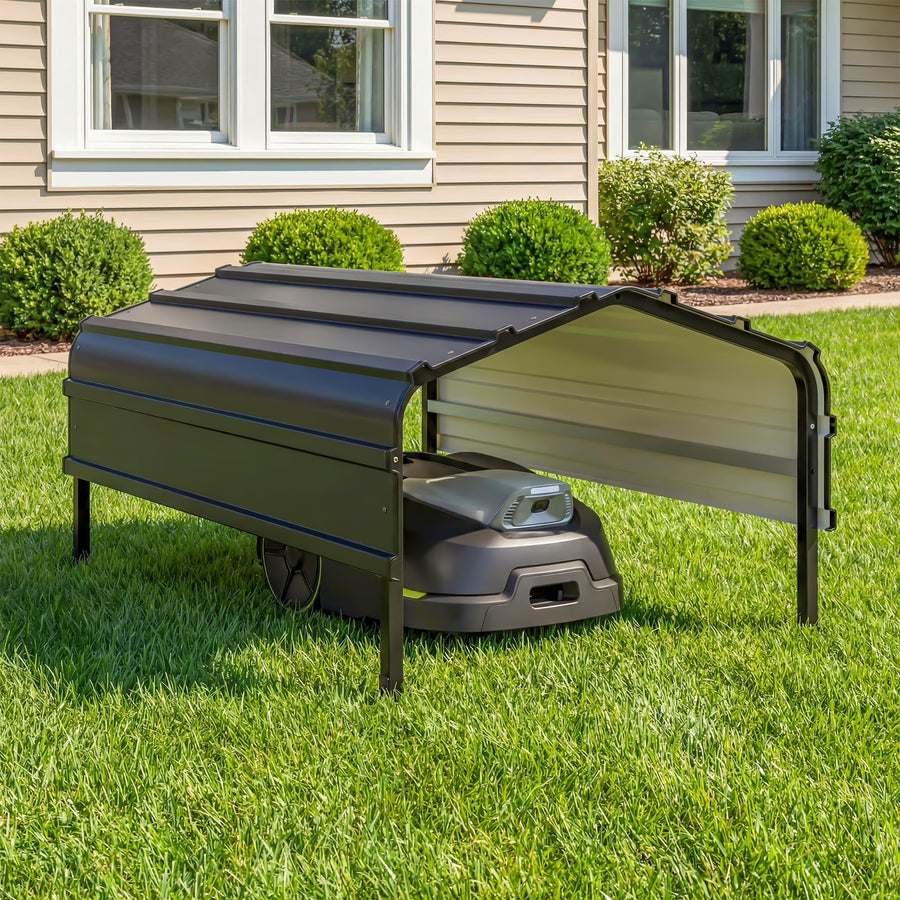 LAUSAINT HOME Robot Mower Garage, Outdoor Storage Shed with Rust-Resistant Metal Roof, All-Weather Protection for Lawn Mowers, Garden Tool Fits Most Standard Lawn Mowers