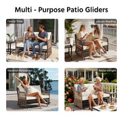 LAUSAINT HOME Outdoor Swing Glider Bench for 2 Person, Patio Furniture Rattan Chair with Beige Cushions