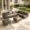 Lausaint Home 8 Pieces Outdoor Furniture Set, Patio Rattan Wicker Sectionals with 6 Chairs and 2 Ottomans, Gray Cushions