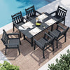 LAUSAINT HOME 7 Pieces HDPE Outdoor Dining Set for 6, Patio Dining Table and Chairs Set with Umbrella Hole, All-Weather Outdoor Furniture for Backyard, Poolside, Garden, Black