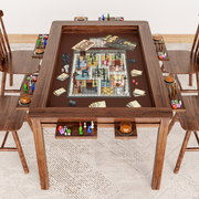 LAUSAINT HOME Board Game & Card Table for 6 Players with Removable Table Top, Cup Holders and Trays, Walnut