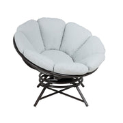 LAUSAINT HOME 40'' Papasan Chair, 360° Swivel Accent Chair with Ergonomic Petal-Shaped Gray Cushion, Olefin Fabric, Supports up to 400 lbs