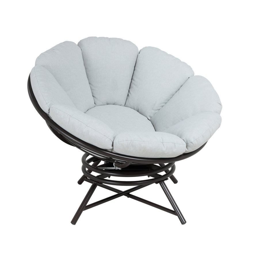 LAUSAINT HOME 40'' Papasan Chair, 360° Swivel Accent Chair with Ergonomic Petal-Shaped Gray Cushion, Olefin Fabric, Supports up to 400 lbs