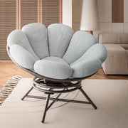 LAUSAINT HOME 40'' Papasan Chair, 360° Swivel Accent Chair with Ergonomic Petal-Shaped Gray Cushion, Olefin Fabric, Supports up to 400 lbs