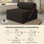 LAUSAINT HOME Folding Sofa Bed, 4-in-1 Convertible Sleeper Chair with Backrest Support and Soft Corduroy Fabric, Black