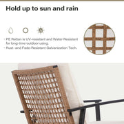 LAUSAINT HOME 3 Pieces Patio Conversation Set, Outdoor Furniture with Swivel Chairs & Coffee Table, Beige