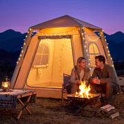 KAMEROUT Inflatable Tent 3 Person Glamping Tent with Easy Air Pump Setup, All-Weather Waterproof Oxford Luxury Blow Up Air Camping Tent with Mesh Window, Inflatable House, Khaki
