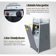 LAUSAINT HOME 45,000 BTU Pyramid Patio Heater with Cover & Wheels, Outdoor Propane Flame Heater