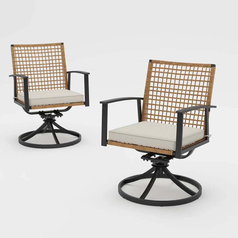 LAUSAINT HOME 2 - Piece Outdoor Swivel Dining Chair With Cushions
