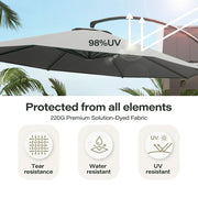 LAUSAINT HOME 11FT Deluxe Patio Umbrella with Base, Outdoor Large Hanging Cantilever Curvy Umbrella with 360°, Gray