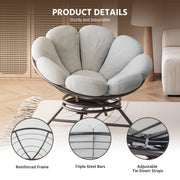 LAUSAINT HOME 40'' Papasan Chair, 360° Swivel Accent Chair with Ergonomic Petal-Shaped Gray Cushion, Olefin Fabric, Supports up to 400 lbs