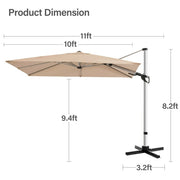 LAUSAINT HOME 10FT Patio Umbrella, Outdoor Large Cantilever Umbrella with 360° Rotation, Champagne
