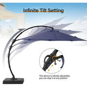 LAUSAINT HOME 12FT Sunbrella Patio Umbrella with Base, Large Hanging offset Cantilever Umbrella with 360°, Navy Blue