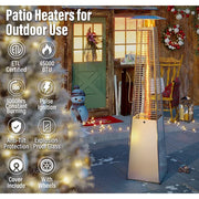 LAUSAINT HOME 45,000 BTU Pyramid Patio Heater with Cover & Wheels, Outdoor Propane Flame Heater
