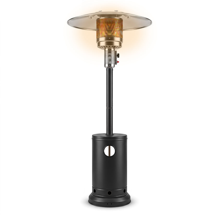 LAUSAINT HOME 55,000 BTU Patio Heaters for Outdoor Use, Upgraded Pyramid Patio Heater with Cover & Wheels, 87" Tall Quartz Glass Tube Propane Heaters for Patio, Home, Black
