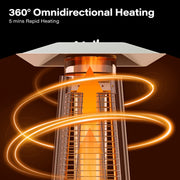 KAMEROUT 87'' Tall Pyramid Patio Heater with Wheels, Glass Tube Flame Heating 48000 BTU & Dust Cover