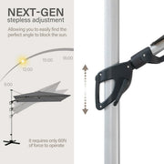 LAUSAINT HOME 10FT Patio Umbrella, Outdoor Large Cantilever Umbrella with 360° Rotation, Gray