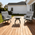 LAUSAINT HOME 3 Pieces Patio Outdoor Conversation Set, Patio Bistro Set with 2 Spring Chairs & 1 Ice Bucket Table, Gray Cushions