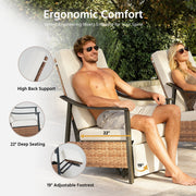 LAUSAINT HOME Outdoor Recliner Chair, Wicker Patio Lounge Chair with Adjustable Backrest & Footrest, Olefin Cushion