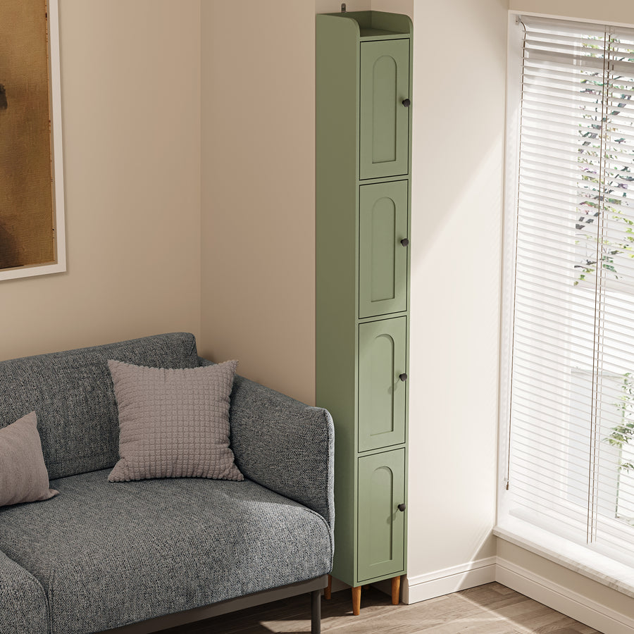 LAUSAINT HOME Tall Narrow Storage Cabinet, Slim Bathroom Storage Cabinet with Adjustable Shelves & 4 Leveling Feet, Freestanding Bathroom Organizer for Small Spaces, Kitchen, Living Room, Green