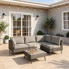 Lausaint Home 5 Pieces Outdoor Furniture Set, Patio Rattan Wicker Sectionals with 4 Chairs and 1 Table, Gray Cushions