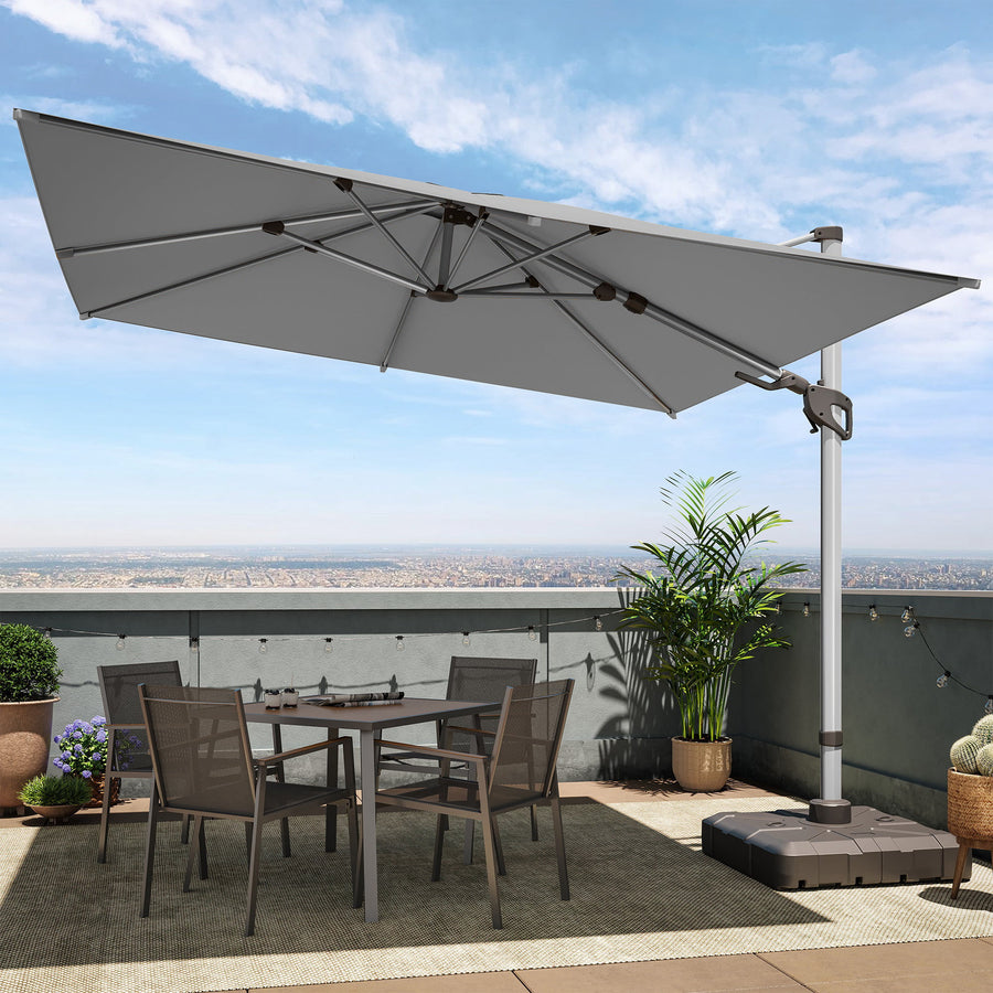 LAUSAINT HOME 10FT Patio Umbrella, Outdoor Large Cantilever Umbrella with 360° Rotation, Gray