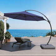 LAUSAINT HOME 12FT Sunbrella Patio Umbrella with Base, Large Hanging offset Cantilever Umbrella with 360°, Navy Blue