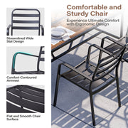 LAUSAINT HOME 5-Piece Patio Dining Set, Outdoor Metal Furniture with A-Frame Table and 4 Hooks for Garden, Backyard & Patio