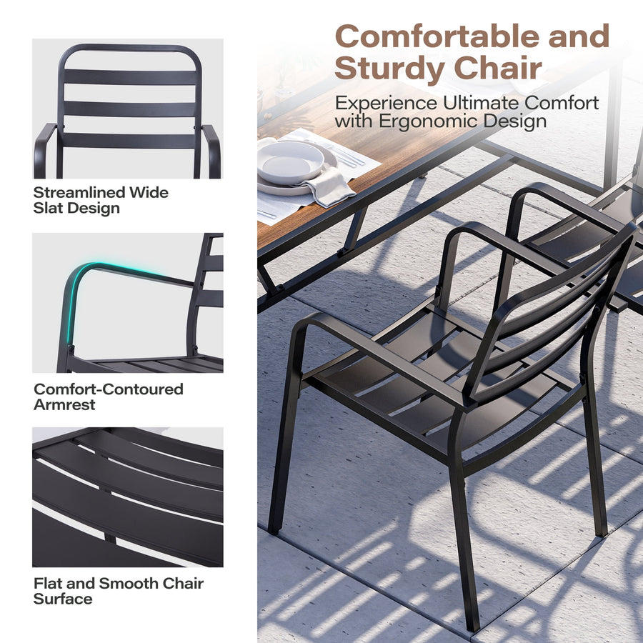 LAUSAINT HOME 5-Piece Patio Dining Set, Outdoor Metal Furniture with A-Frame Table and 4 Hooks for Garden, Backyard & Patio