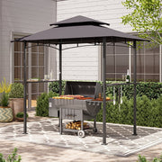 LAUSAINT HOME 8'x 5' Outdoor Grill Gazebo, Steel Frame 8x8 Compatible Soft Canopy with Vented Top & 2 Side Shelves for Backyard Barbecue, Picnic, Patio, Dark Gray