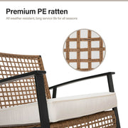 LAUSAINT HOME 3 Pieces Patio Outdoor Conversation Set with 2-Tier Coffee Table, PE Wicker and Metal (Beige)