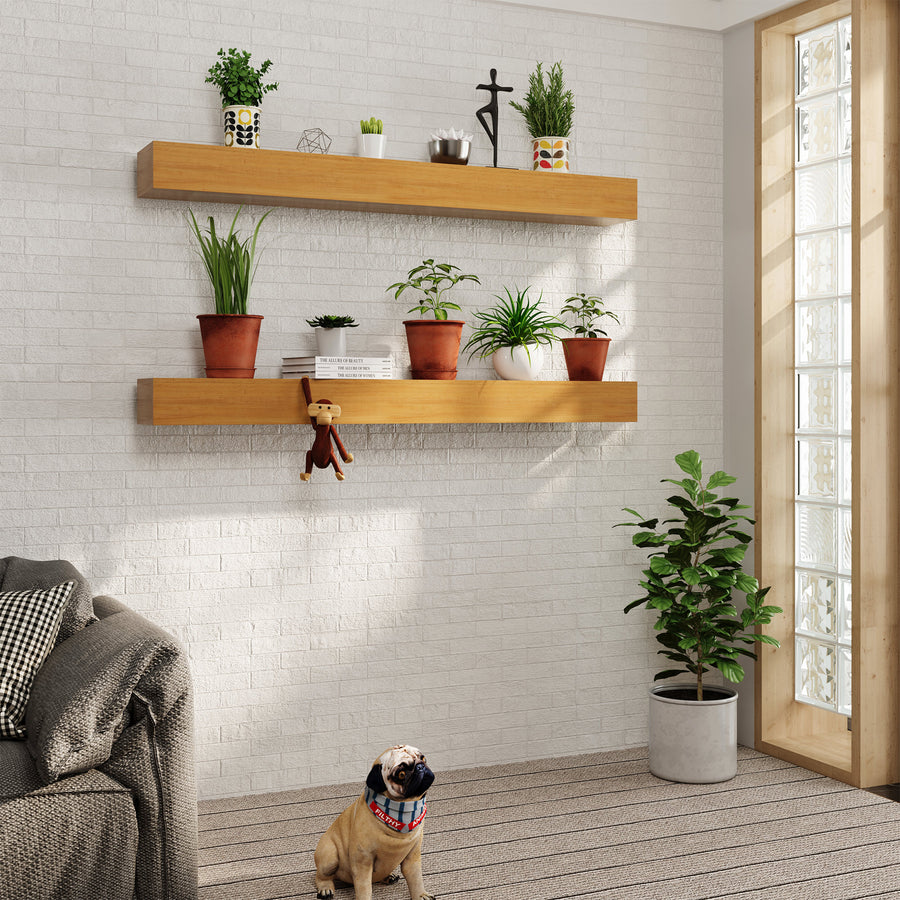 LAUSAINT HOME 60″ Solid Pine Floating Fireplace Mantel Shelf with Hidden Steel Brackets
