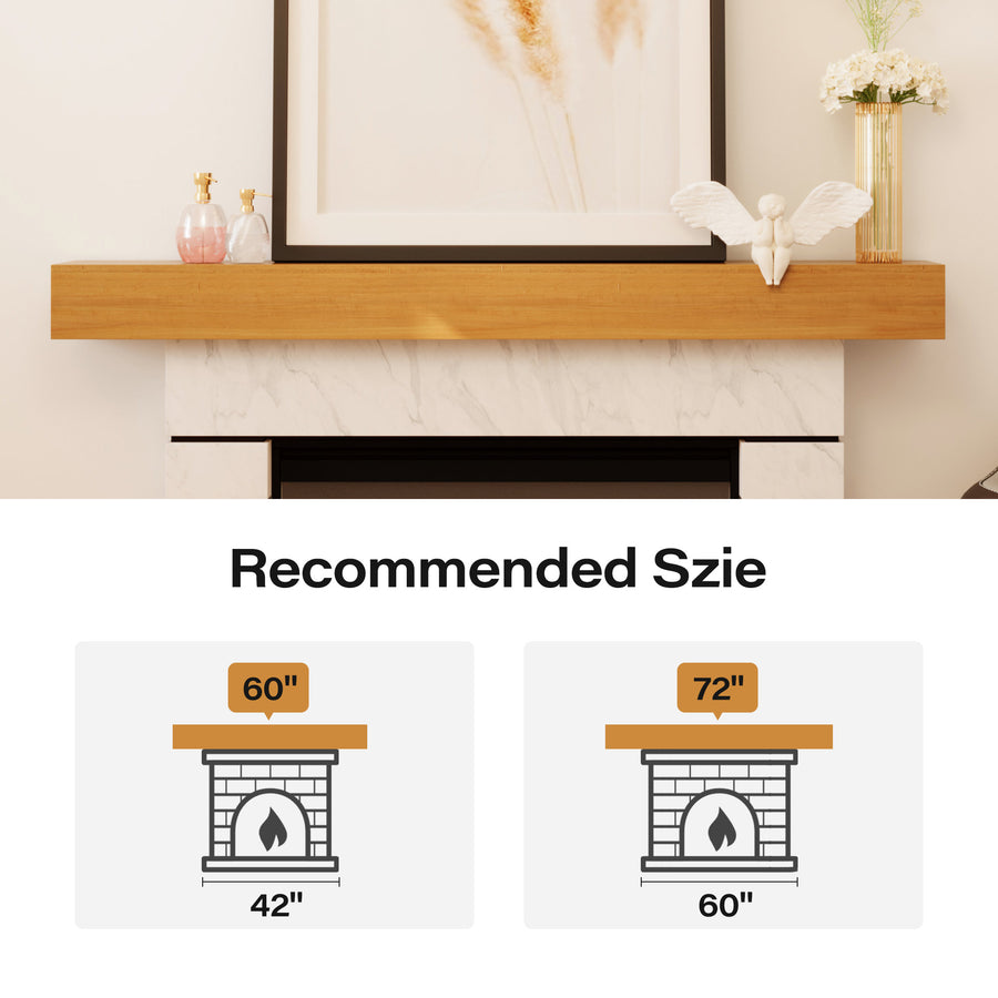LAUSAINT HOME 60″ Solid Pine Floating Fireplace Mantel Shelf with Hidden Steel Brackets