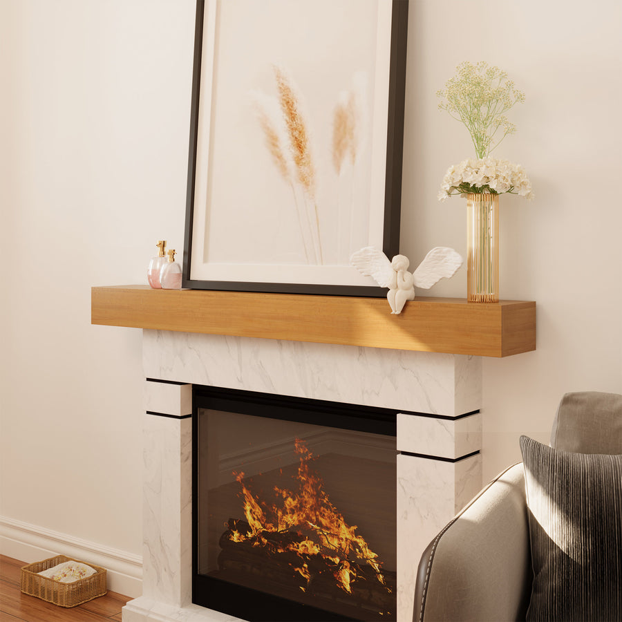 LAUSAINT HOME 60″ Solid Pine Floating Fireplace Mantel Shelf with Hidden Steel Brackets