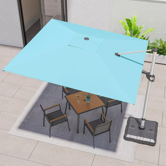 LAUSAINT HOME 10FT Patio Umbrella, Outdoor Large Cantilever Umbrella with 360° Rotation, Turquoise Blue