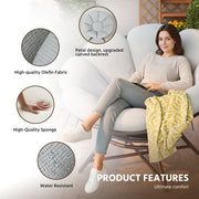 LAUSAINT HOME 40'' Papasan Chair, 360° Swivel Accent Chair with Ergonomic Petal-Shaped Gray Cushion, Olefin Fabric, Supports up to 400 lbs