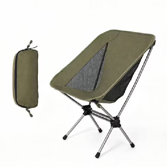 LAUSAINT HOME Ultralight Folding Camping Moon Chair, Heavy Duty 280 Lbs Portable Backpacking Chair, Padded Lightweight Outdoor Lawn Beach Chair with Carry Bag for Adult Camping Hiking Travel, Green