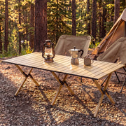 LAUSAINT HOME Khaki Foldable Camping Table, Roll-up Lightweight Steel Portable Outdoor Picnic Table