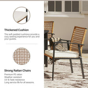 LAUSAINT HOME 5 Pieces Patio Dining Set, 4 PE Wicker Chairs with Seat Cushions and 1 Square 28.7'' H Table