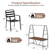 LAUSAINT HOME 5-Piece Patio Dining Set, Outdoor Metal Furniture with A-Frame Table and 4 Hooks for Garden, Backyard & Patio
