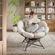 LAUSAINT HOME 40'' Papasan Chair, 360° Swivel Accent Chair with Ergonomic Petal-Shaped Gray Cushion, Olefin Fabric, Supports up to 400 lbs