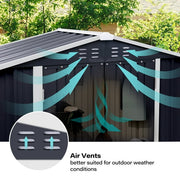 LAUSAINT HOME 6' x 4' Outdoor Storage Shed, Metal Shed Garden Tool Storage & Bicycle Storage with Lockable Door, Black